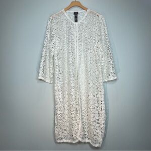 CHICO'S Travelers Collection Long Lace Cardigan Off-White Size XL (Chico 3)